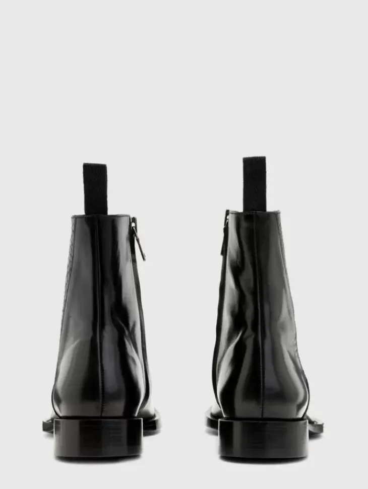 Boots|Leather Boots>John Varvatos GEO ZIP BOOT BLACK