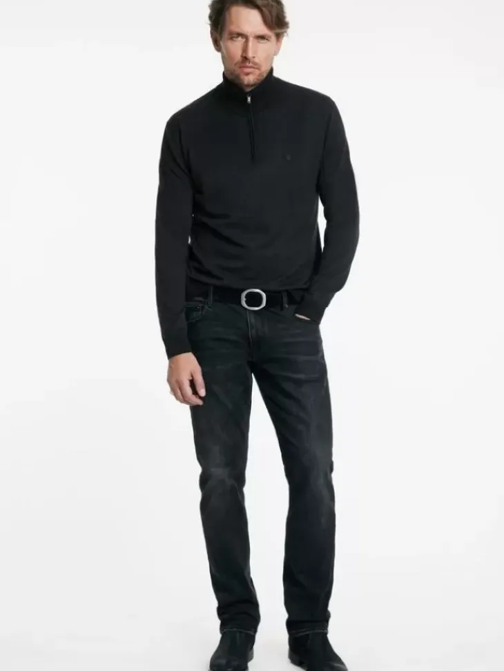Sweaters>John Varvatos GRAND BIRDEYE HALF ZIP BLACK