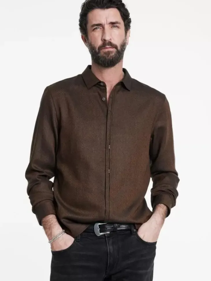 Shirts>John Varvatos HICKORY SHIRT LTCHOCOLATE