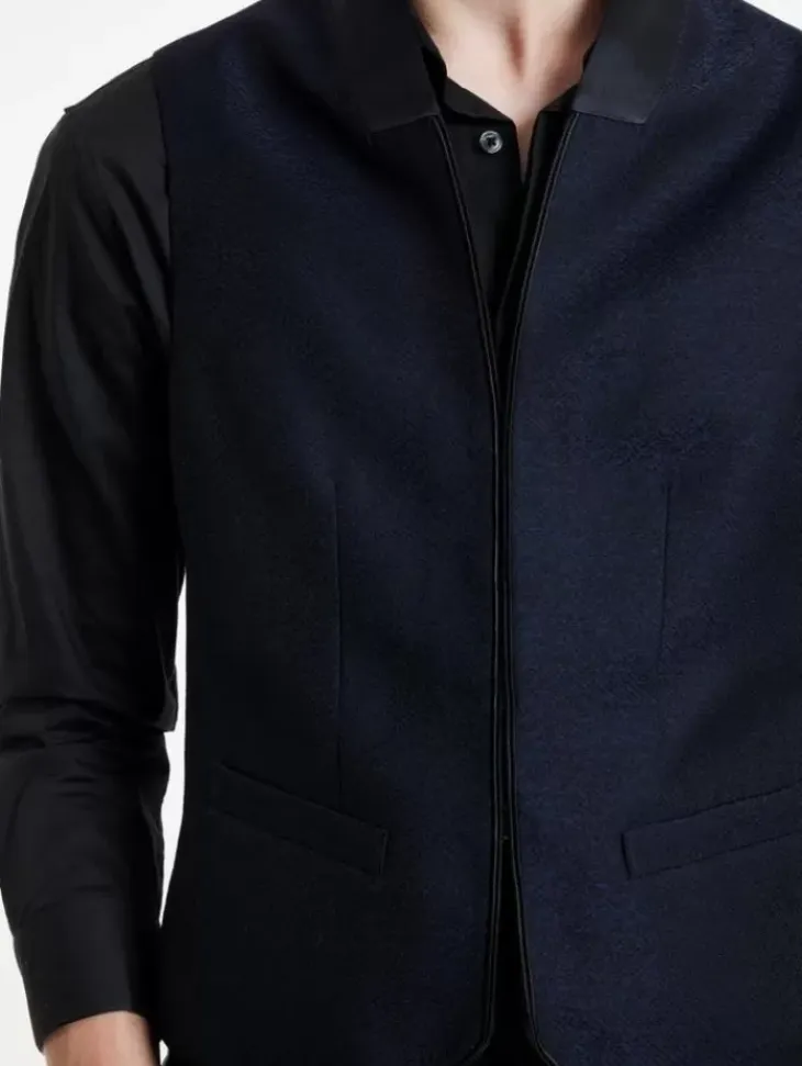 Leather & Outerwear|Tops>John Varvatos HONE VEST BLUEBLACK