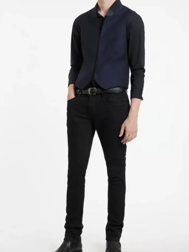 Leather & Outerwear|Tops>John Varvatos HONE VEST BLUEBLACK