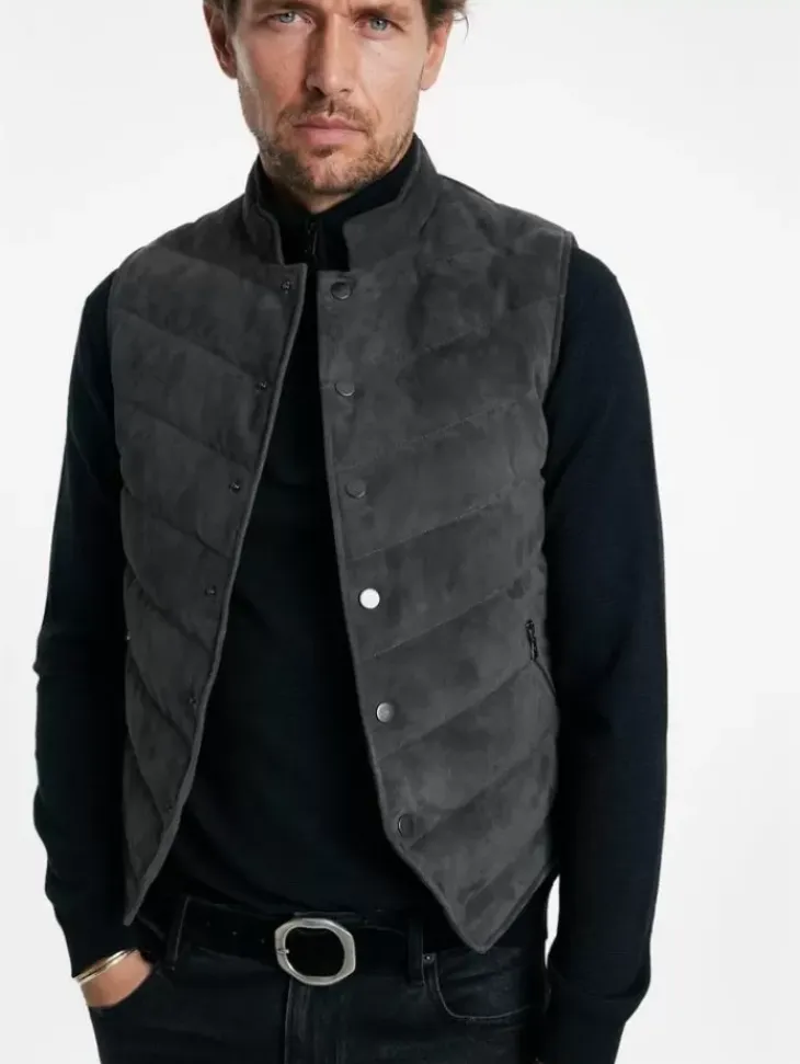 Coats And Jackets|Leather Jackets>John Varvatos JACKSON VEST CONCRETEHTR