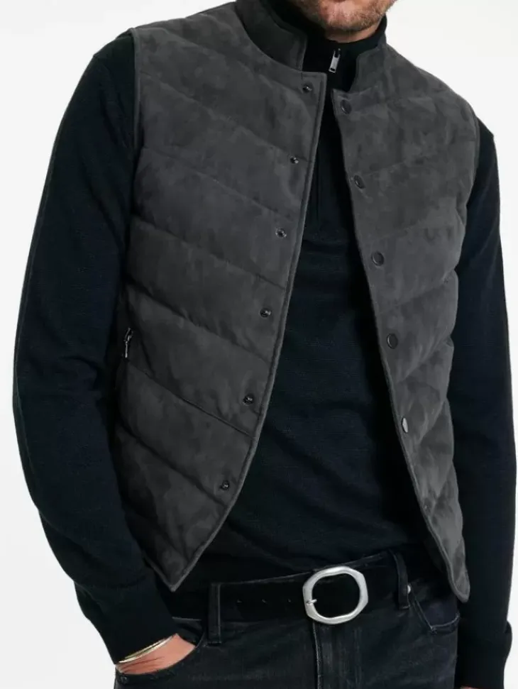 Coats And Jackets|Leather Jackets>John Varvatos JACKSON VEST CONCRETEHTR