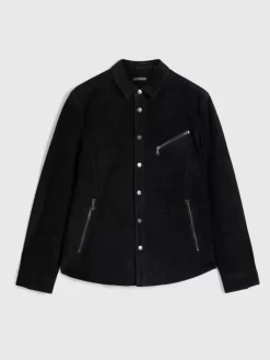 Leather Jackets|Leather Jackets>John Varvatos KADD SHIRT JACKET BLACK