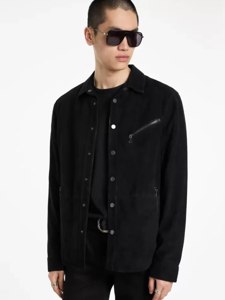Leather Jackets|Leather Jackets>John Varvatos KADD SHIRT JACKET BLACK
