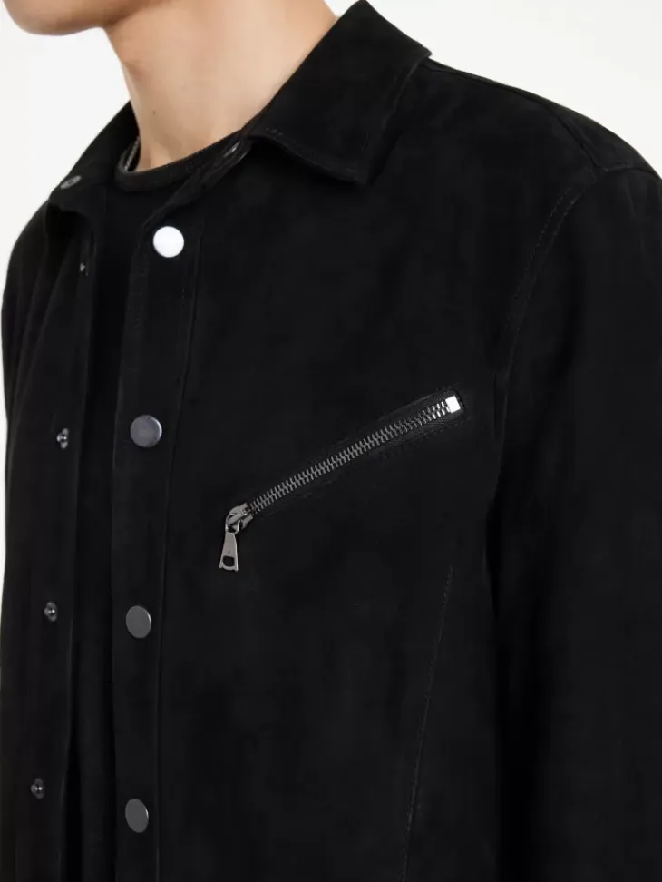 Leather Jackets|Leather Jackets>John Varvatos KADD SHIRT JACKET BLACK