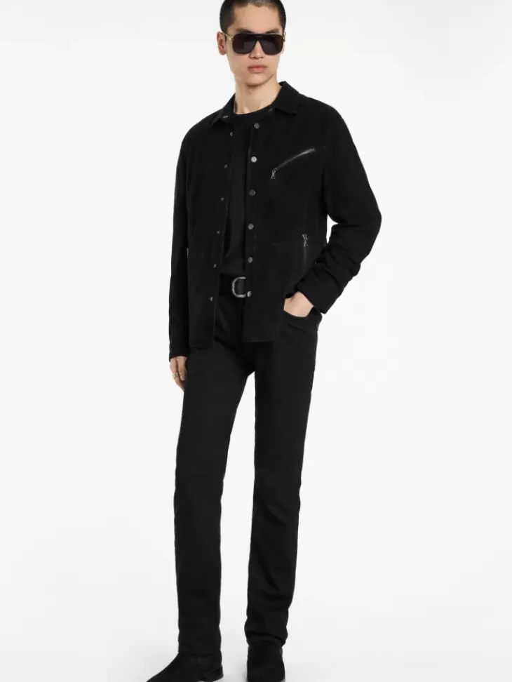 Leather Jackets|Leather Jackets>John Varvatos KADD SHIRT JACKET BLACK