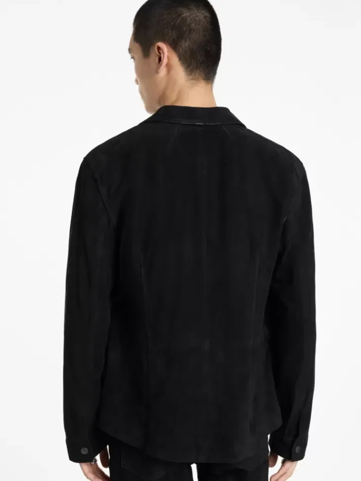 Leather Jackets|Leather Jackets>John Varvatos KADD SHIRT JACKET BLACK