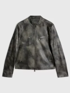 Coats And Jackets|Leather Jackets>John Varvatos KEELER RACER JACKET CARBON