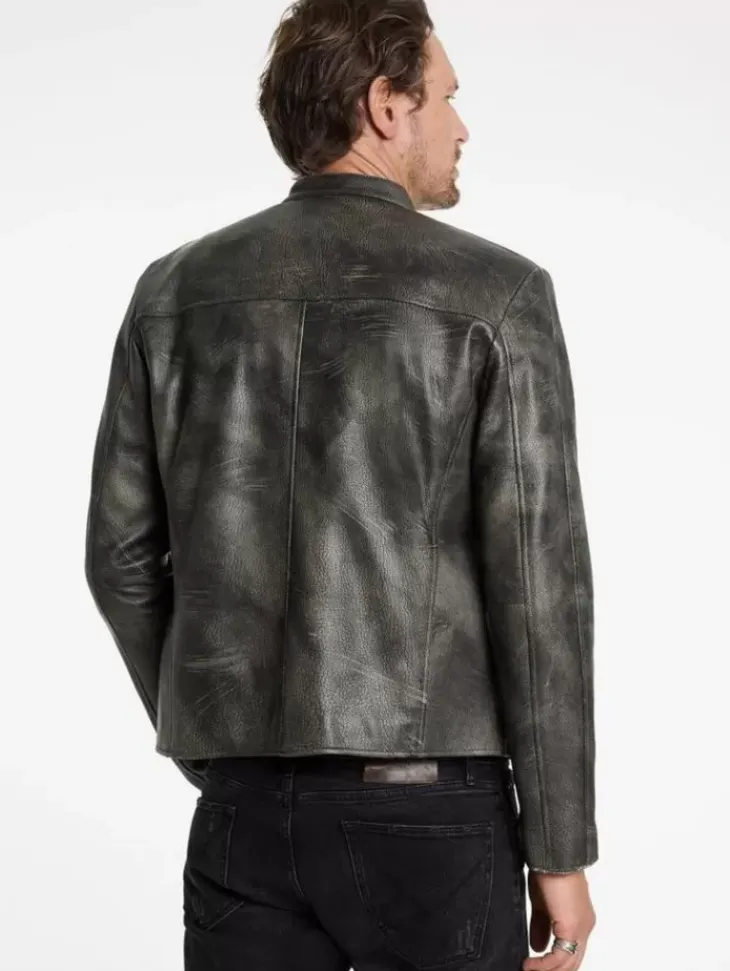 Coats And Jackets|Leather Jackets>John Varvatos KEELER RACER JACKET CARBON