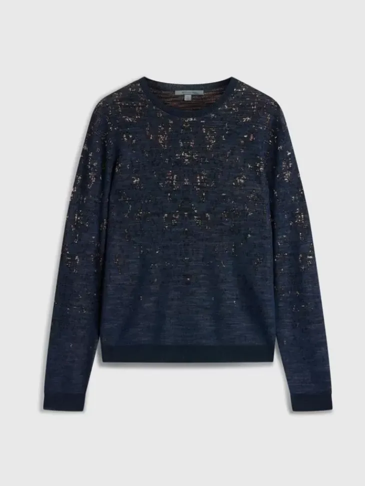Tops>John Varvatos LEAO CREWNECK SWEATER INDIGO