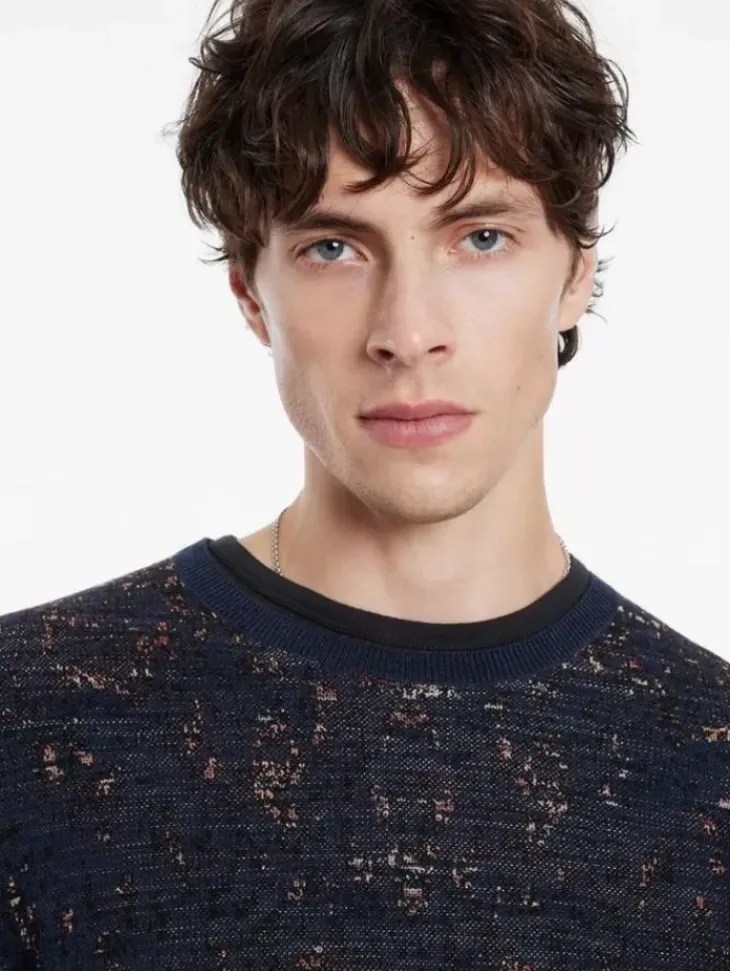 Tops>John Varvatos LEAO CREWNECK SWEATER INDIGO