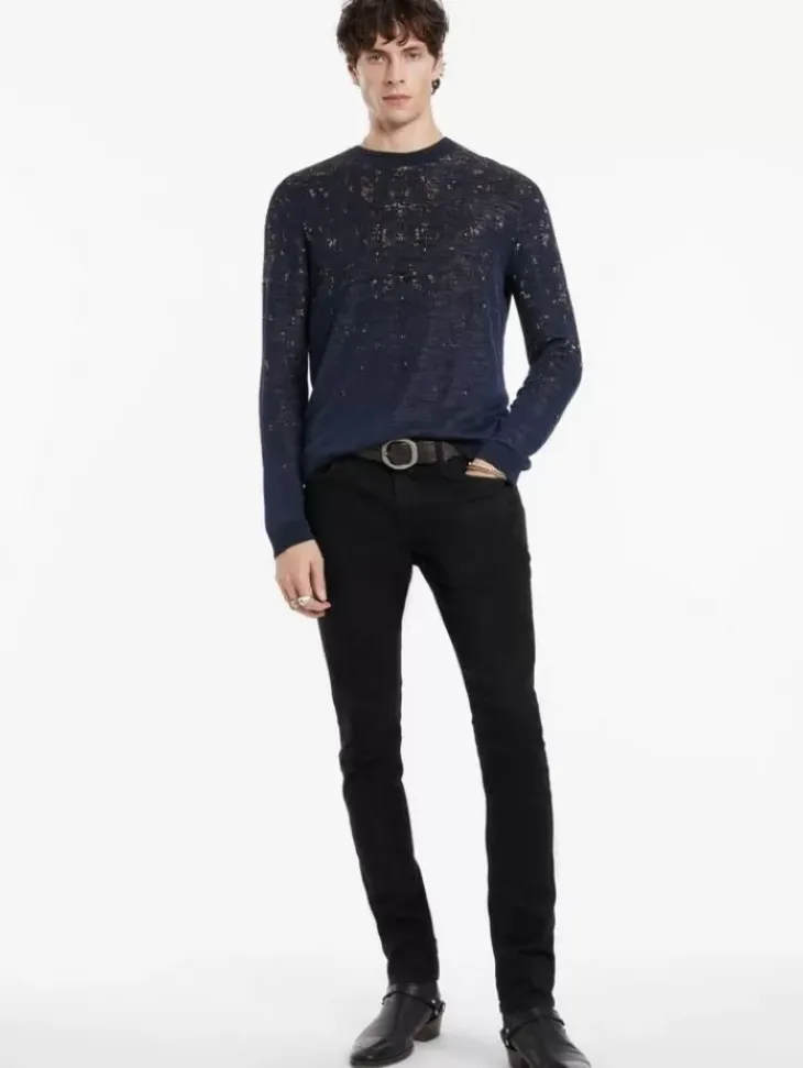 Tops>John Varvatos LEAO CREWNECK SWEATER INDIGO