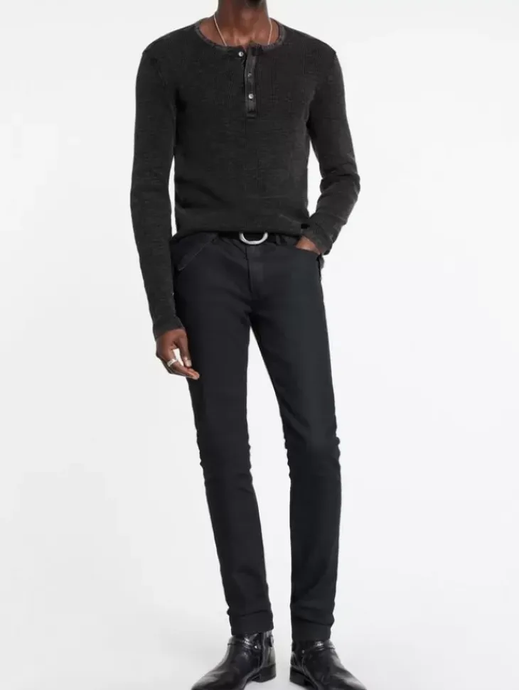 Henleys>John Varvatos MEMPHIS WAFFLE HENLEY BLACK