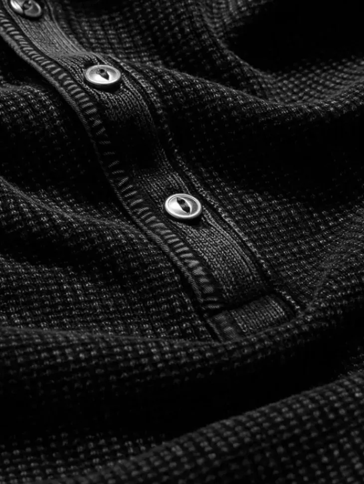 Henleys>John Varvatos MEMPHIS WAFFLE HENLEY BLACK