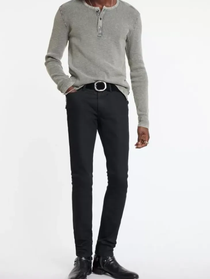 Henleys>John Varvatos MEMPHIS WAFFLE HENLEY GREYHTHR