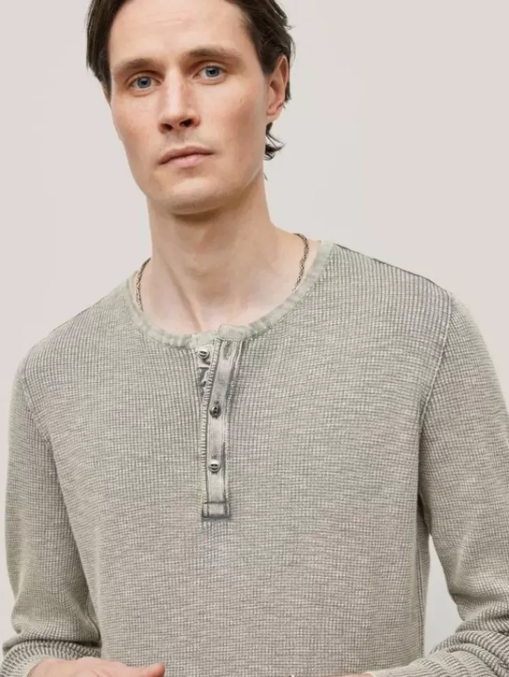 Henleys>John Varvatos MEMPHIS WAFFLE HENLEY GREYHTHR