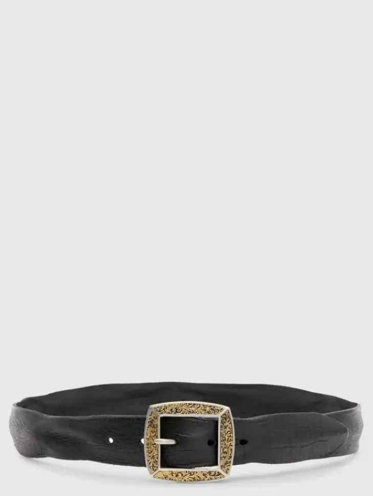 Belts|Leather Belts>John Varvatos MERCER FILIGREE BELT BLACK