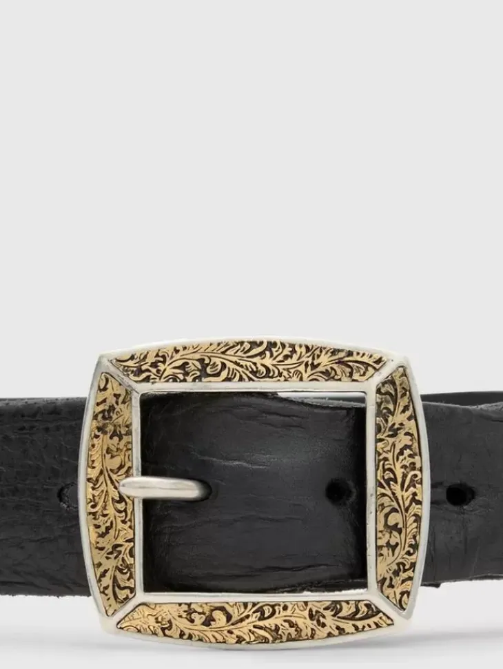 Belts|Leather Belts>John Varvatos MERCER FILIGREE BELT BLACK