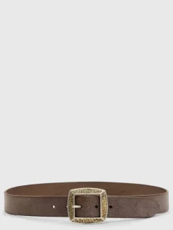 Belts|Leather Belts>John Varvatos MERCER FILIGREE BELT BROWNSTONE