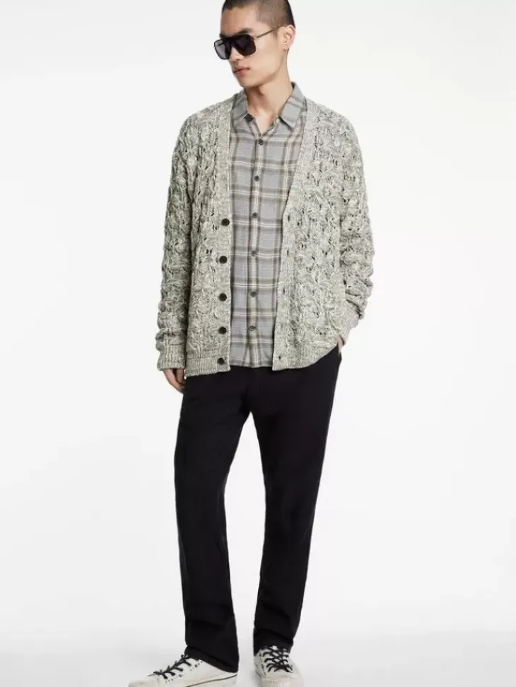 Leather & Outerwear|Tops>John Varvatos MOTHE CARDIGAN DEEPOLIVE