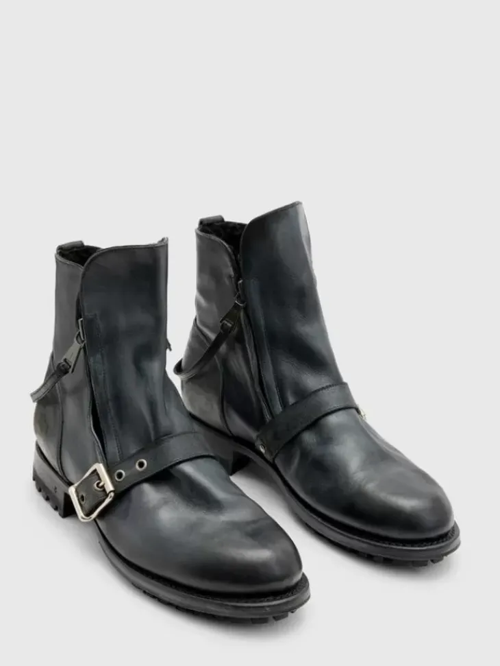 Boots|Leather Boots>John Varvatos MOTO SHEARLING BOOT BLACK
