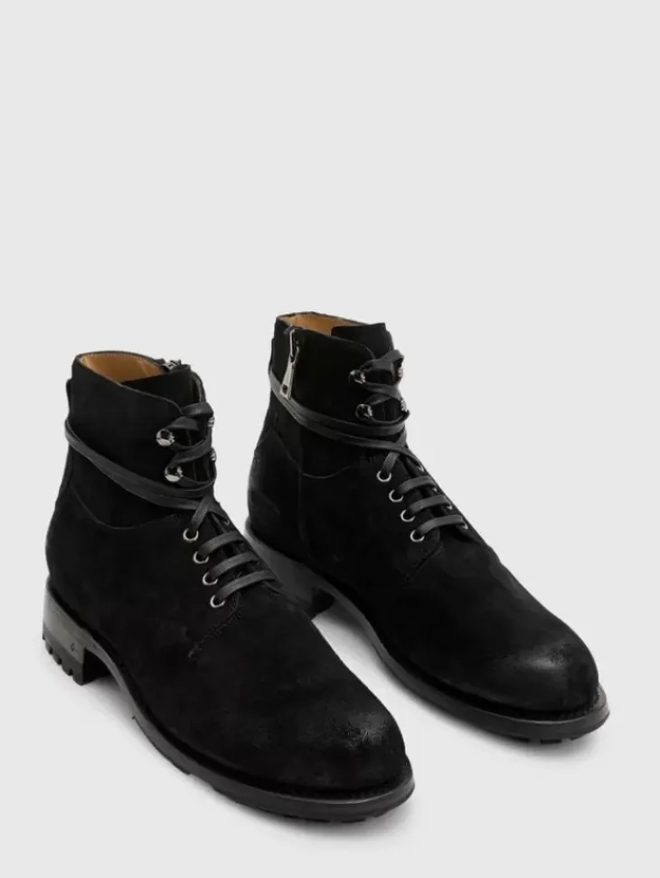 Boots|Leather Boots>John Varvatos MOTO WORK BOOT CHARCOAL