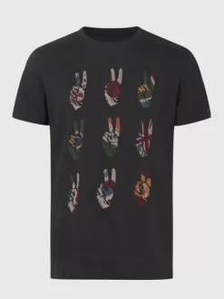 Graphic Tees>John Varvatos MULTI PEACE HAND TEE BLACK