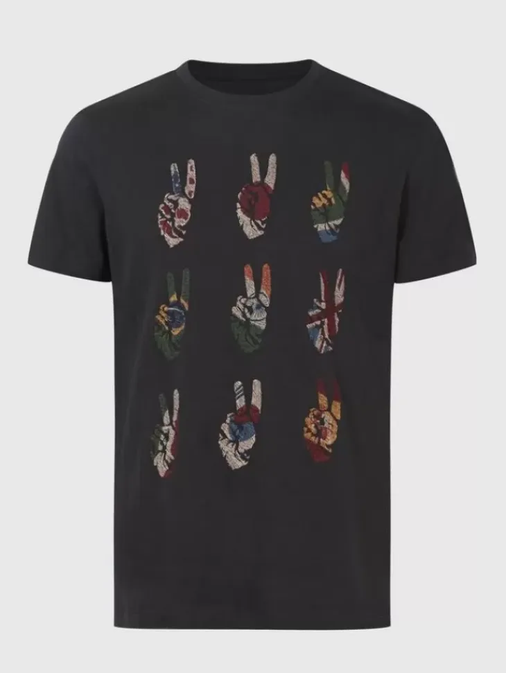 Graphic Tees>John Varvatos MULTI PEACE HAND TEE BLACK