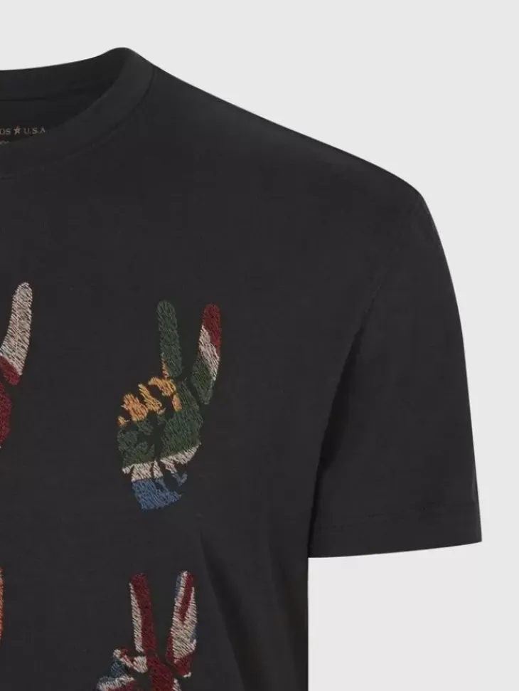 Graphic Tees>John Varvatos MULTI PEACE HAND TEE BLACK