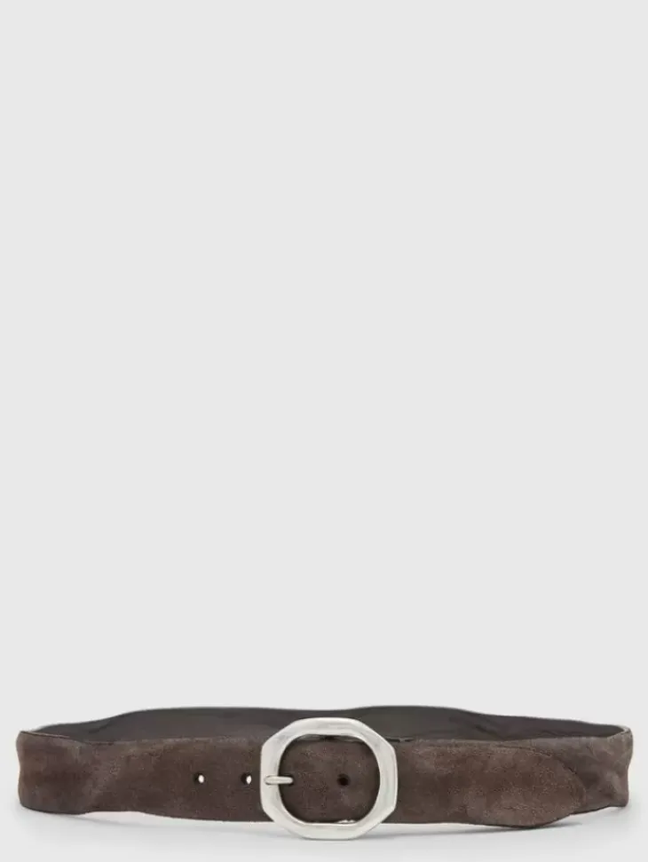 Belts|Leather Belts>John Varvatos NOVA SUEDE BELT LEAD