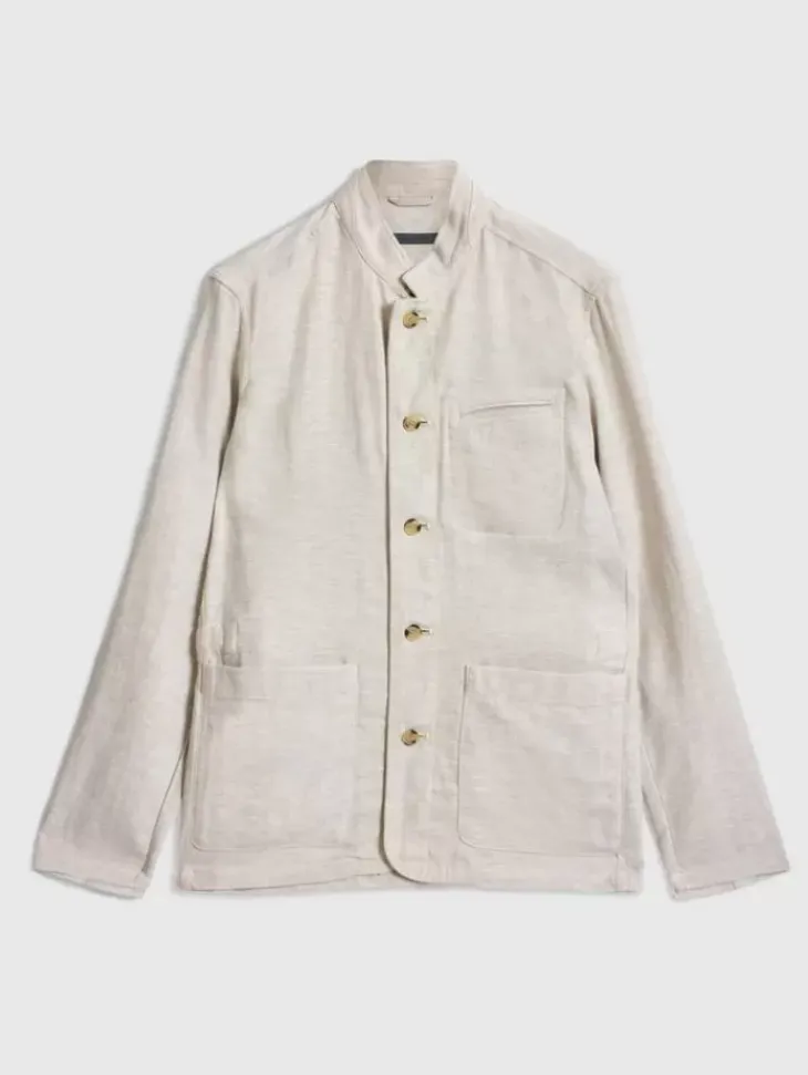 Leather & Outerwear|Tops>John Varvatos OFFICER FIELD JACKET ECRU