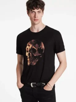 Graphic Tees>John Varvatos OIL SKULL TEE BLACK