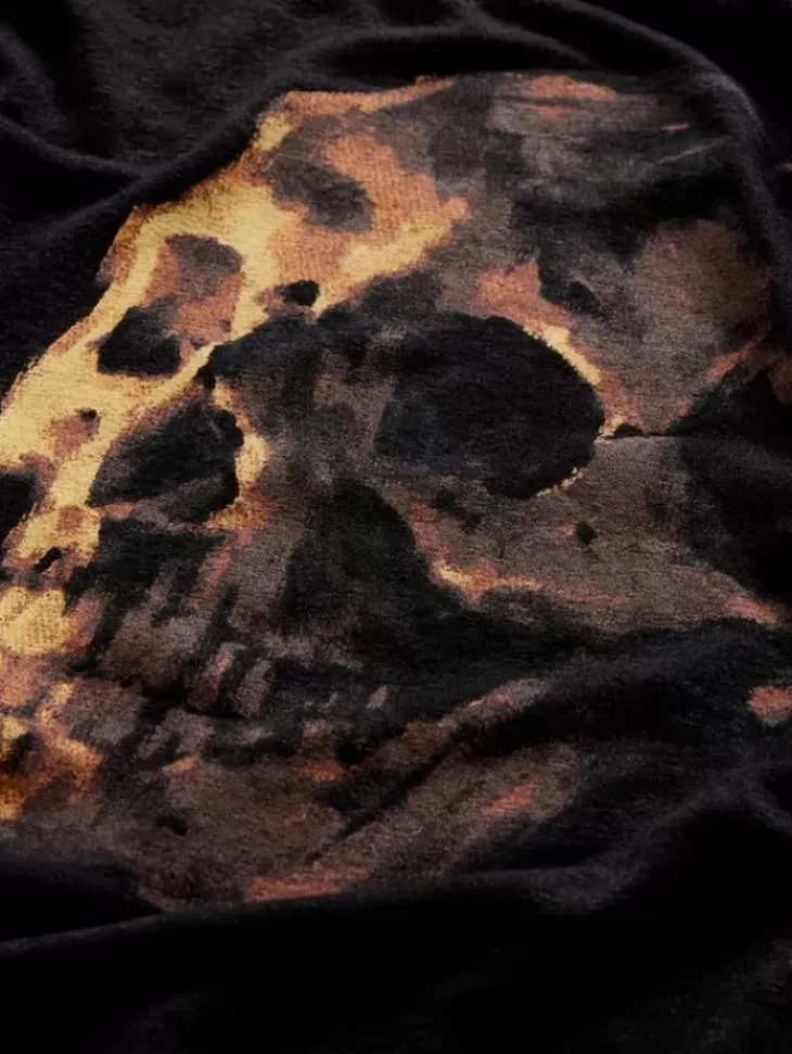 Graphic Tees>John Varvatos OIL SKULL TEE BLACK