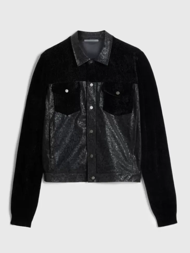 Leather & Outerwear|Tops>John Varvatos PASSAIC TRUCKER JACKET BLACK
