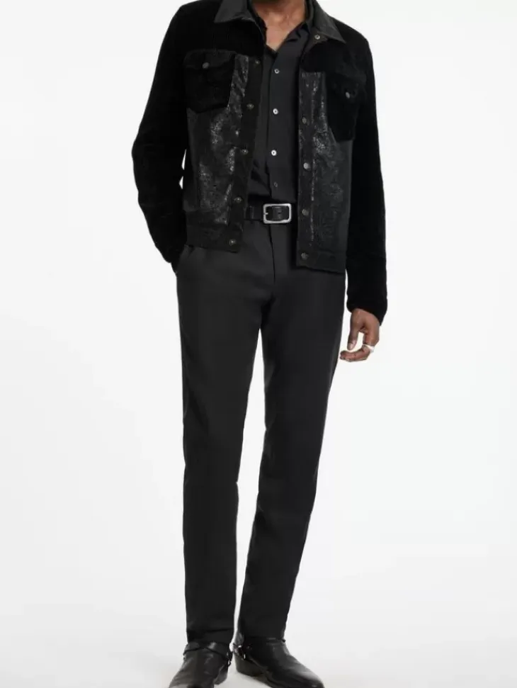Leather & Outerwear|Tops>John Varvatos PASSAIC TRUCKER JACKET BLACK