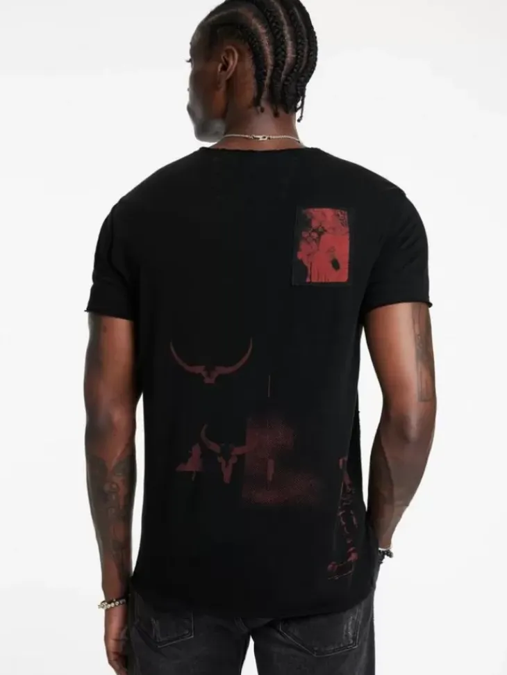 Graphic Tees>John Varvatos PATCH TEE BLACK