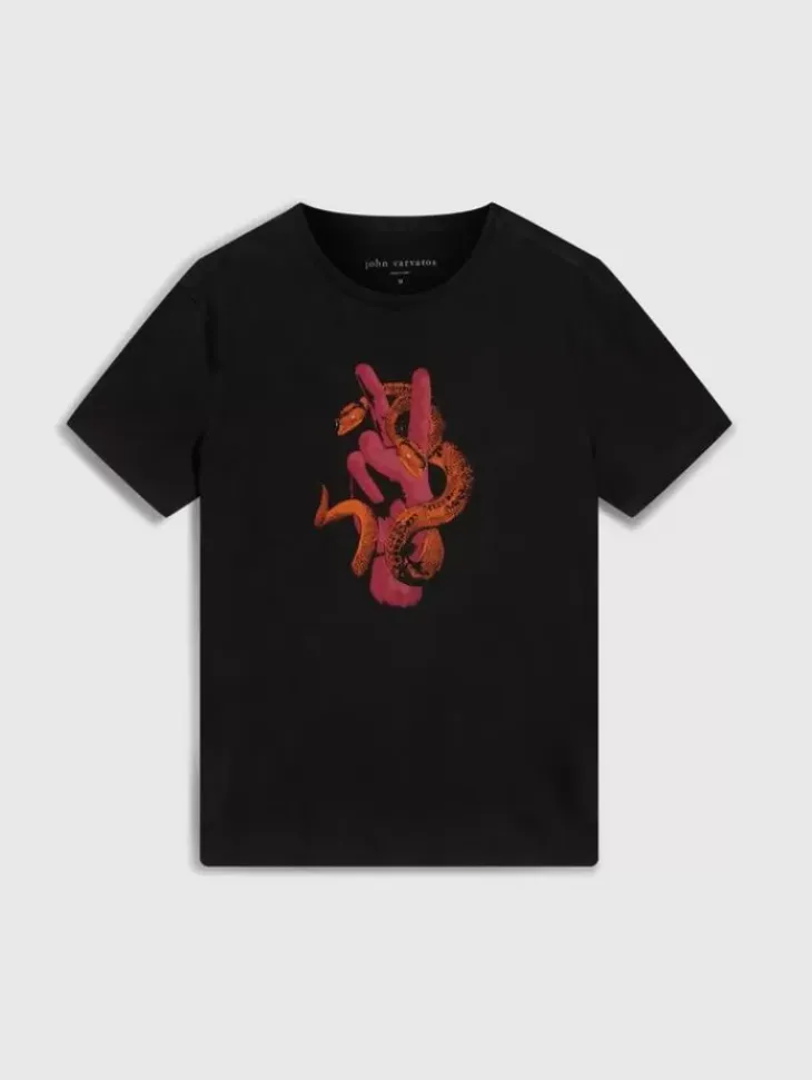 Tops>John Varvatos PEACE SNAKE TEE BLACK
