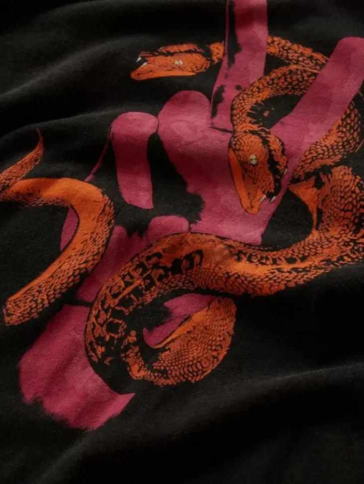 Tops>John Varvatos PEACE SNAKE TEE BLACK