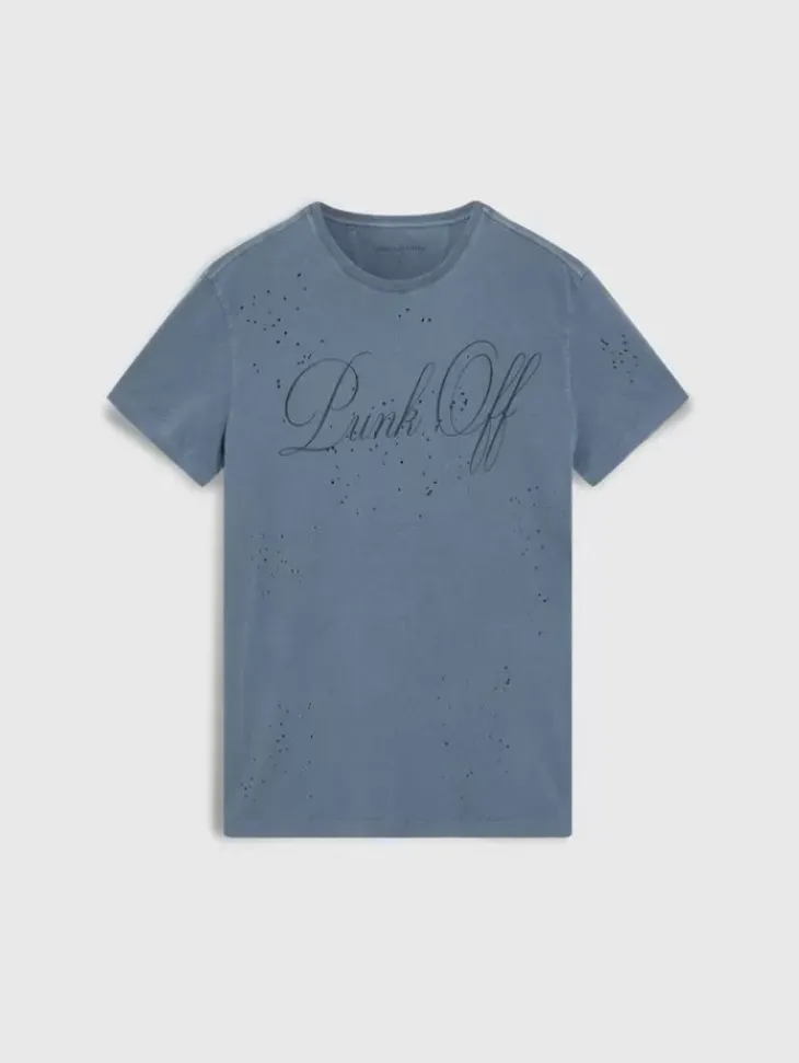 Tops>John Varvatos PUNK OFF TEE DKSTEELHTR