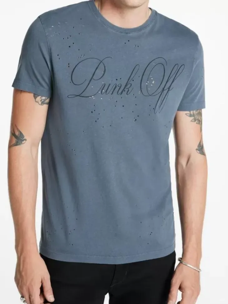 Tops>John Varvatos PUNK OFF TEE DKSTEELHTR