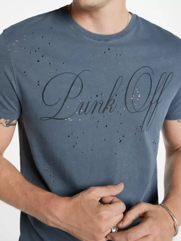 Tops>John Varvatos PUNK OFF TEE DKSTEELHTR