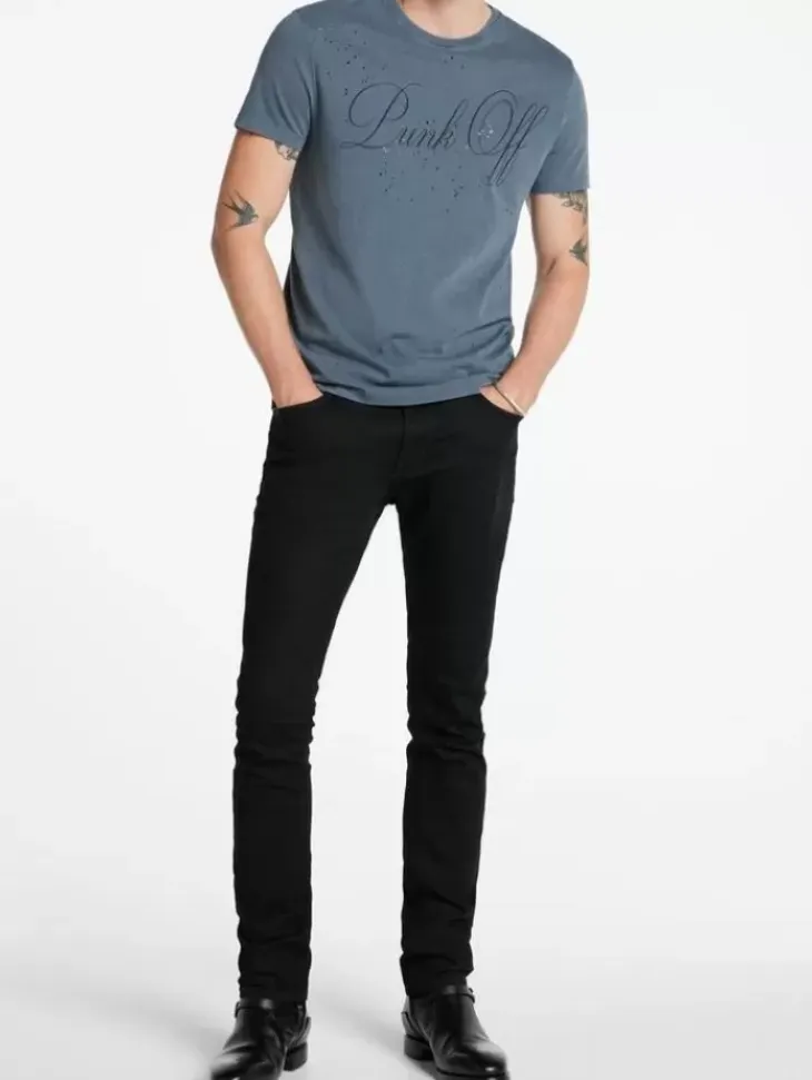 Tops>John Varvatos PUNK OFF TEE DKSTEELHTR