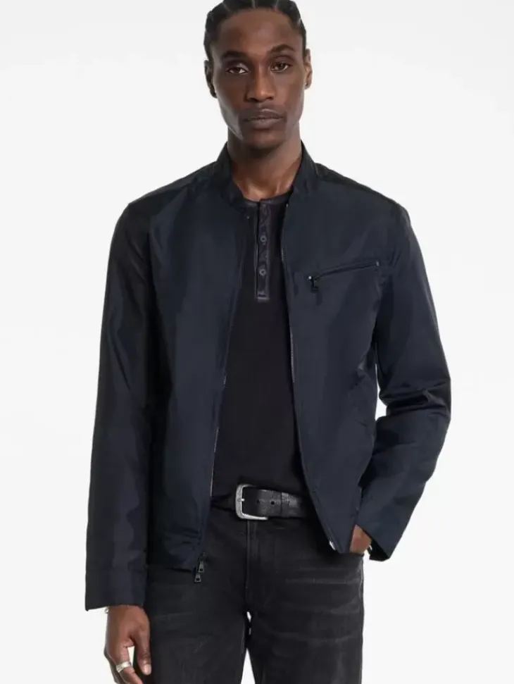 Leather & Outerwear|Tops>John Varvatos RACER JACKET NAVY