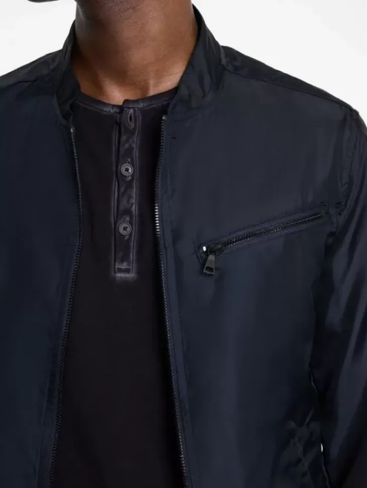 Leather & Outerwear|Tops>John Varvatos RACER JACKET NAVY
