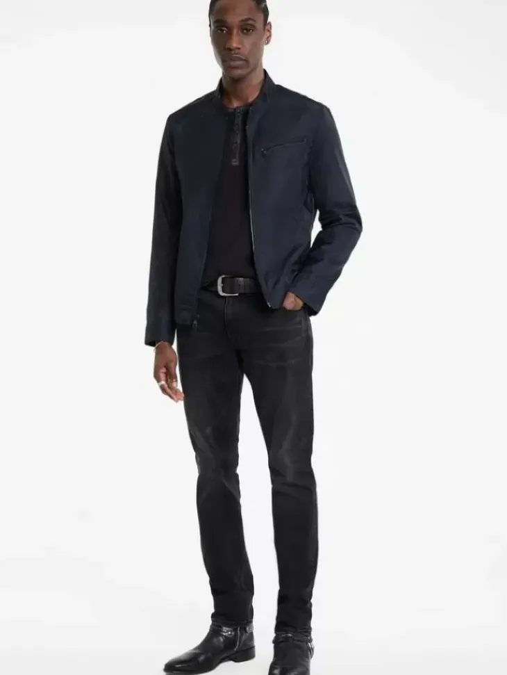 Leather & Outerwear|Tops>John Varvatos RACER JACKET NAVY