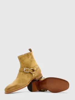 Boots|Leather Boots>John Varvatos REGENT HARNESS BOOT MILK/TAN