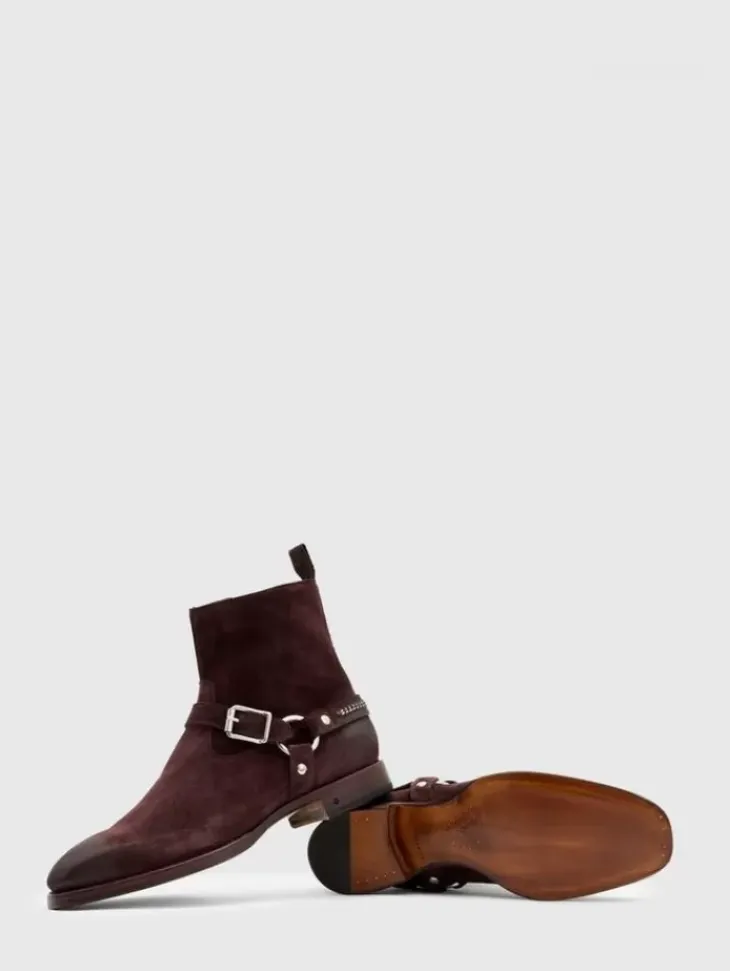 Boots|Leather Boots>John Varvatos REGENT HARNESS BOOT OXBLOOD