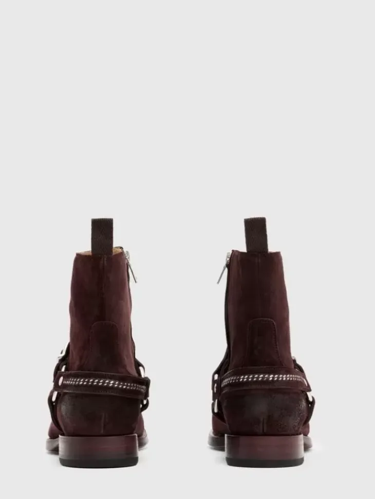 Boots|Leather Boots>John Varvatos REGENT HARNESS BOOT OXBLOOD