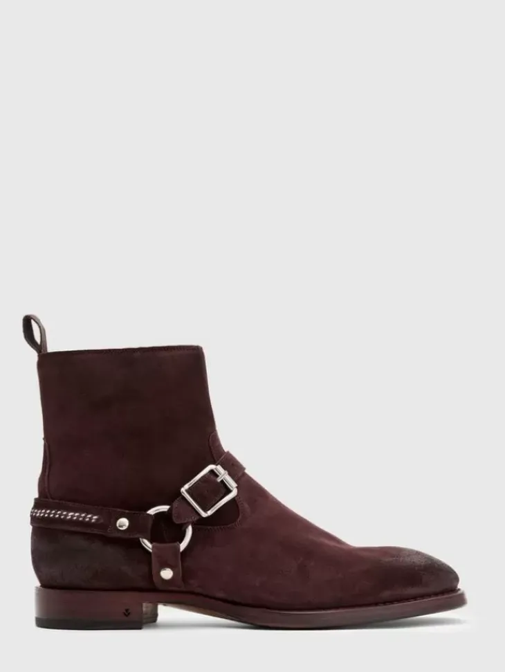 Boots|Leather Boots>John Varvatos REGENT HARNESS BOOT OXBLOOD